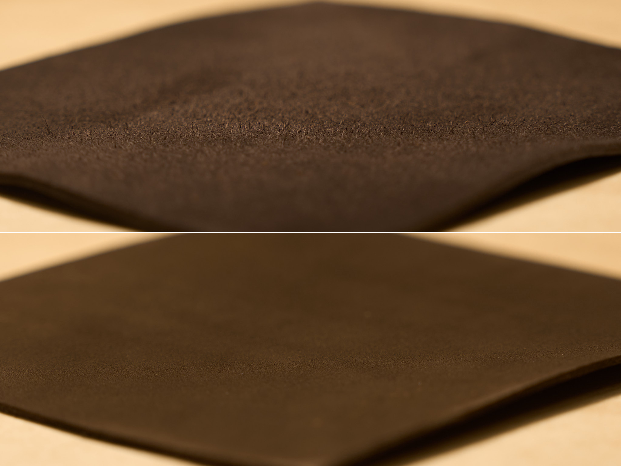 Top: suede, Bottom: nubuck